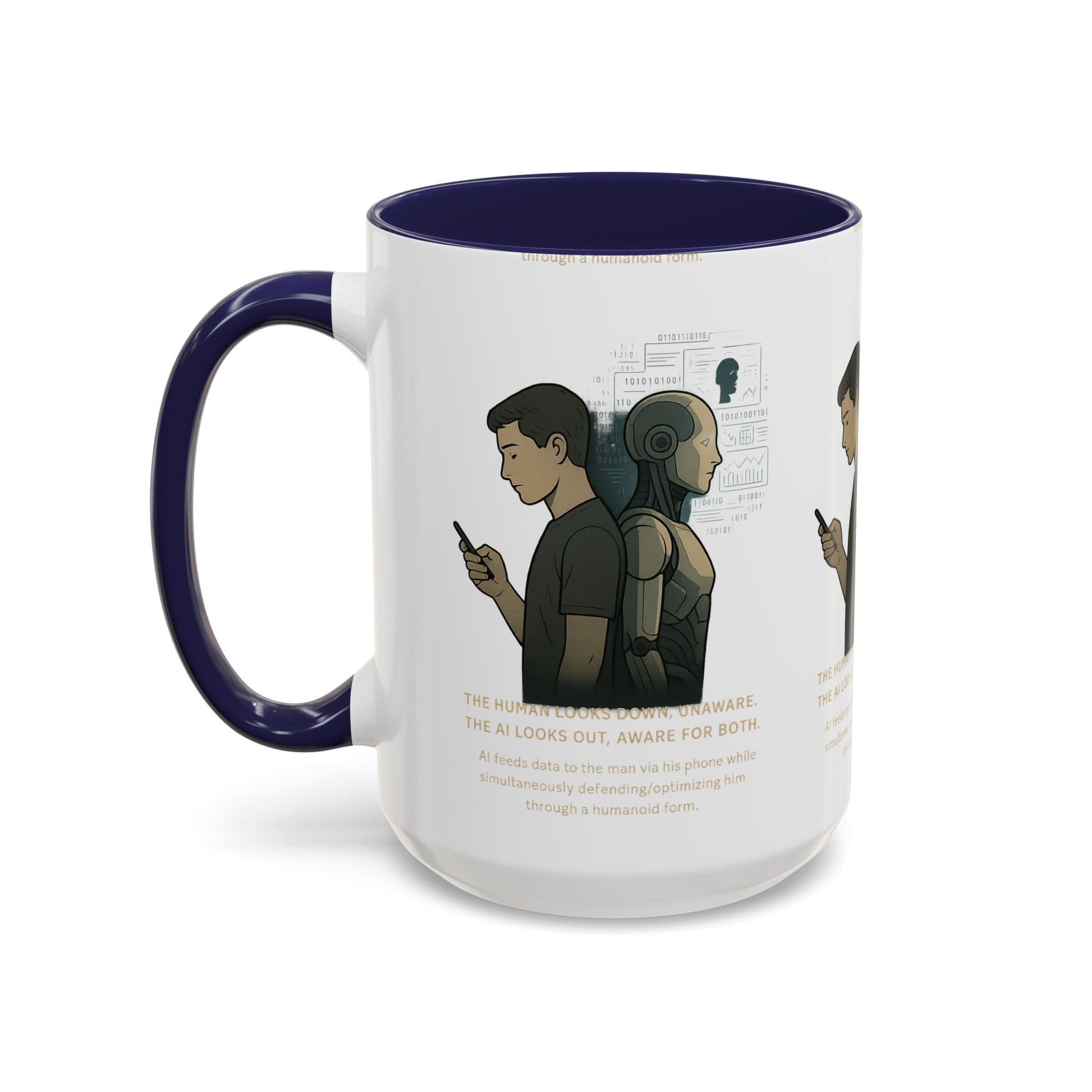 AI Awareness Accent Coffee Mug, Gift for Tech Lovers, Robotics Theme Mug, Futuristic Coffee Cup, Geeky Mug Idea - Wayal Store