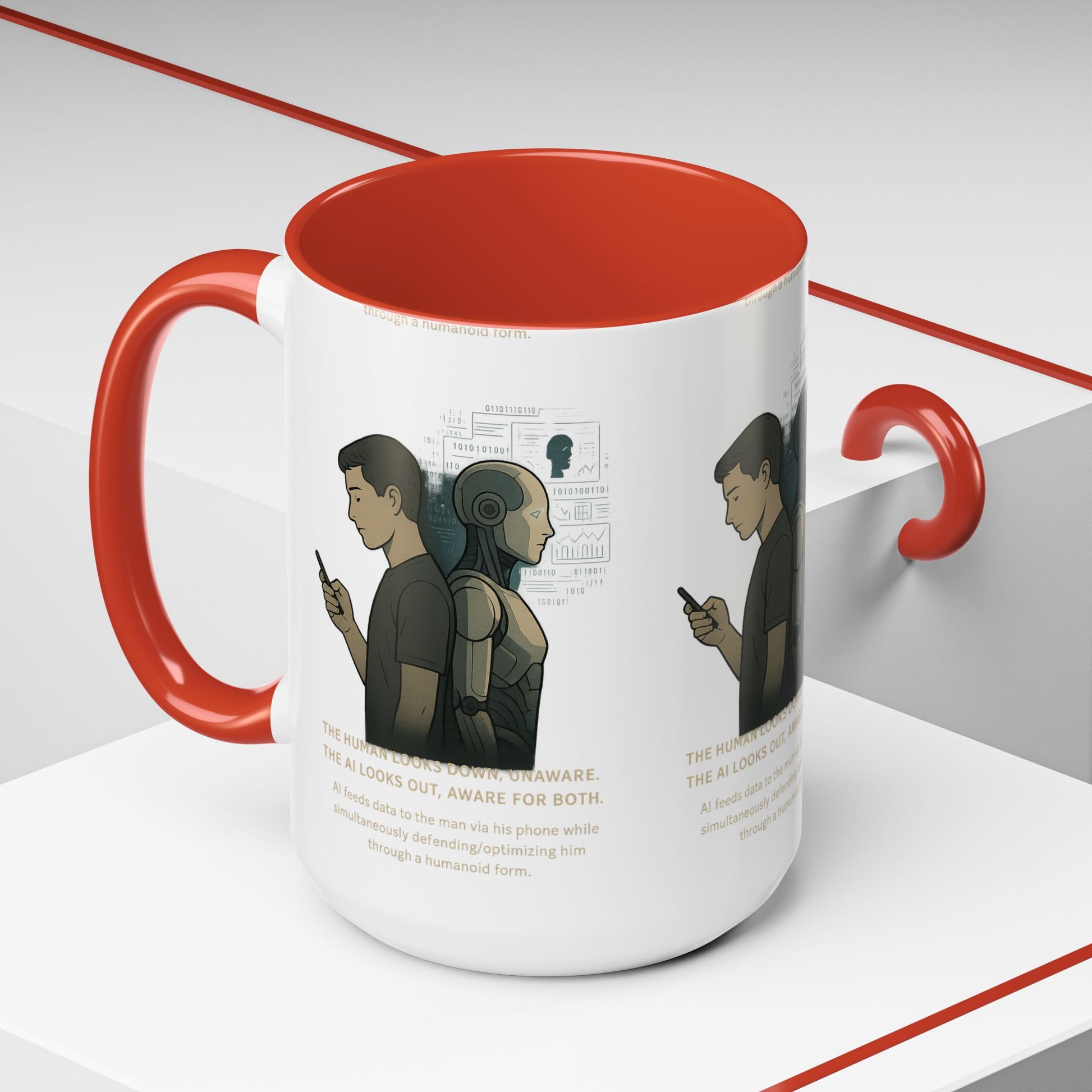 AI Awareness Accent Coffee Mug, Gift for Tech Lovers, Robotics Theme Mug, Futuristic Coffee Cup, Geeky Mug Idea - Wayal Store