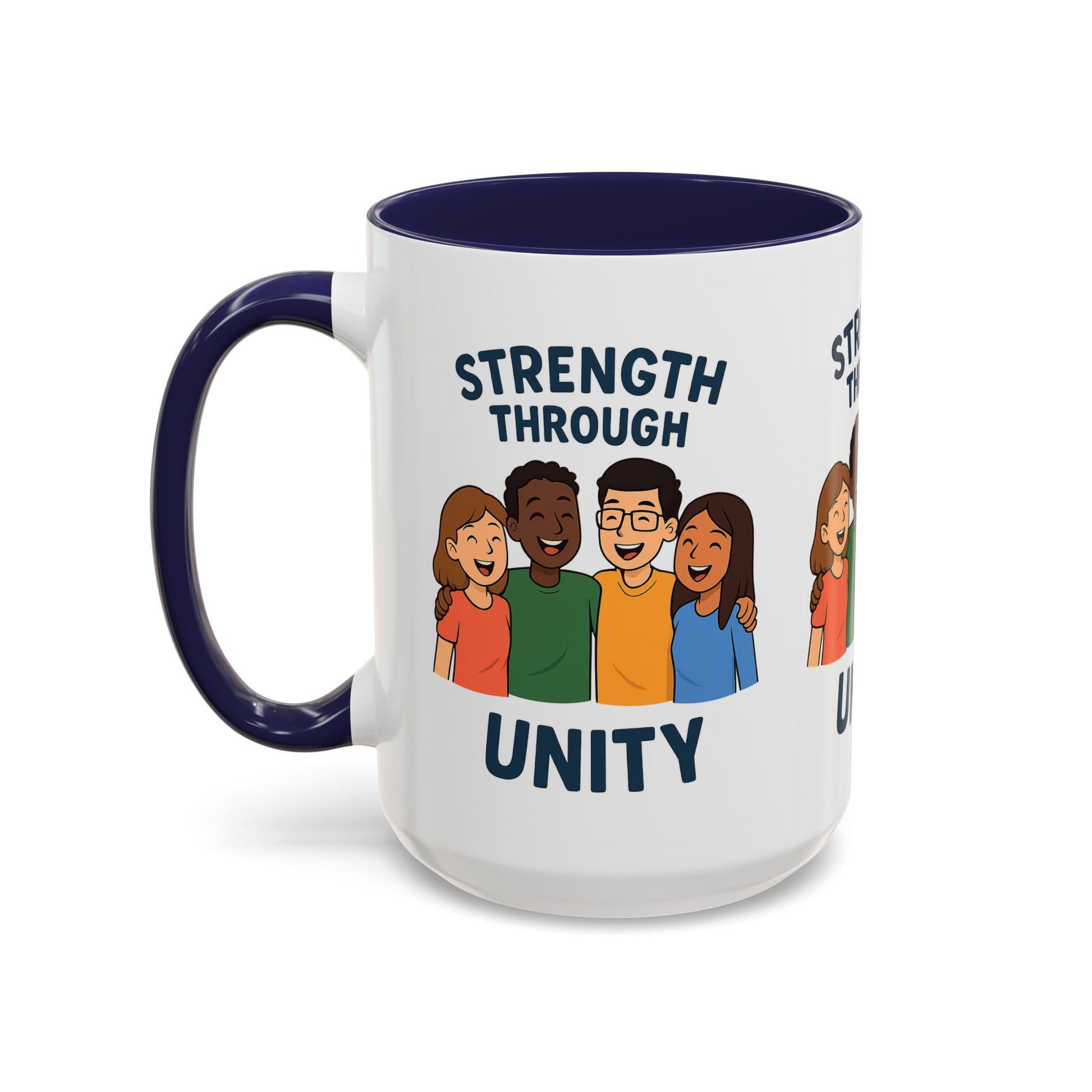 Unity-Themed Accent Coffee Mug, Inspirational Gift, Team Spirit Mug, Friendship Celebration Cup, Multicultural Unity Design - Wayal Store