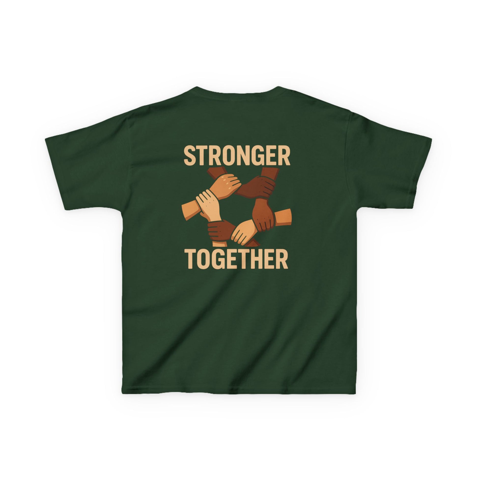 Kids T-Shirt Back | Stronger Together | Diversity, Unity, Friendship, Empowerment, Team Spirit - Wayal Store