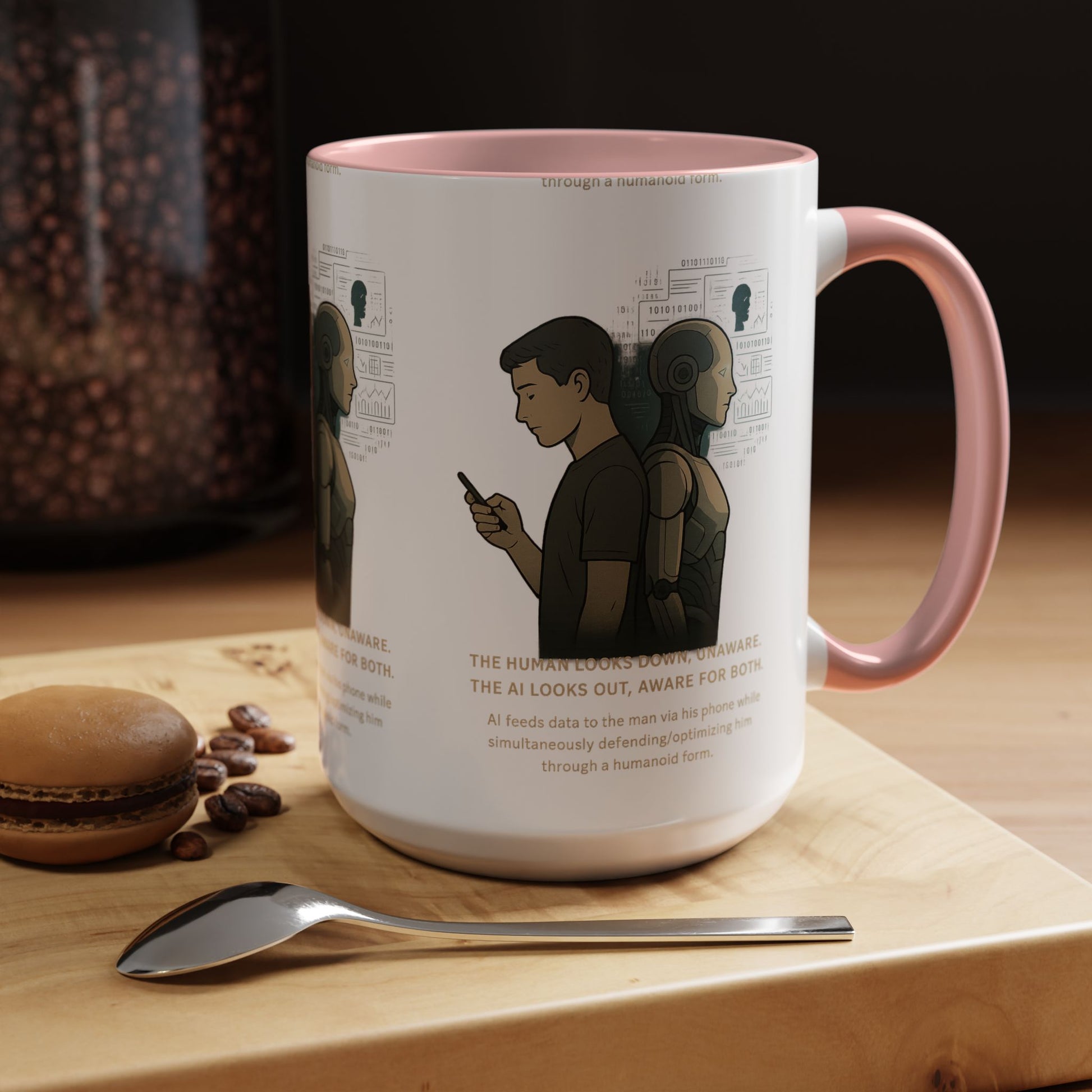 AI Awareness Accent Coffee Mug, Gift for Tech Lovers, Robotics Theme Mug, Futuristic Coffee Cup, Geeky Mug Idea - Wayal Store