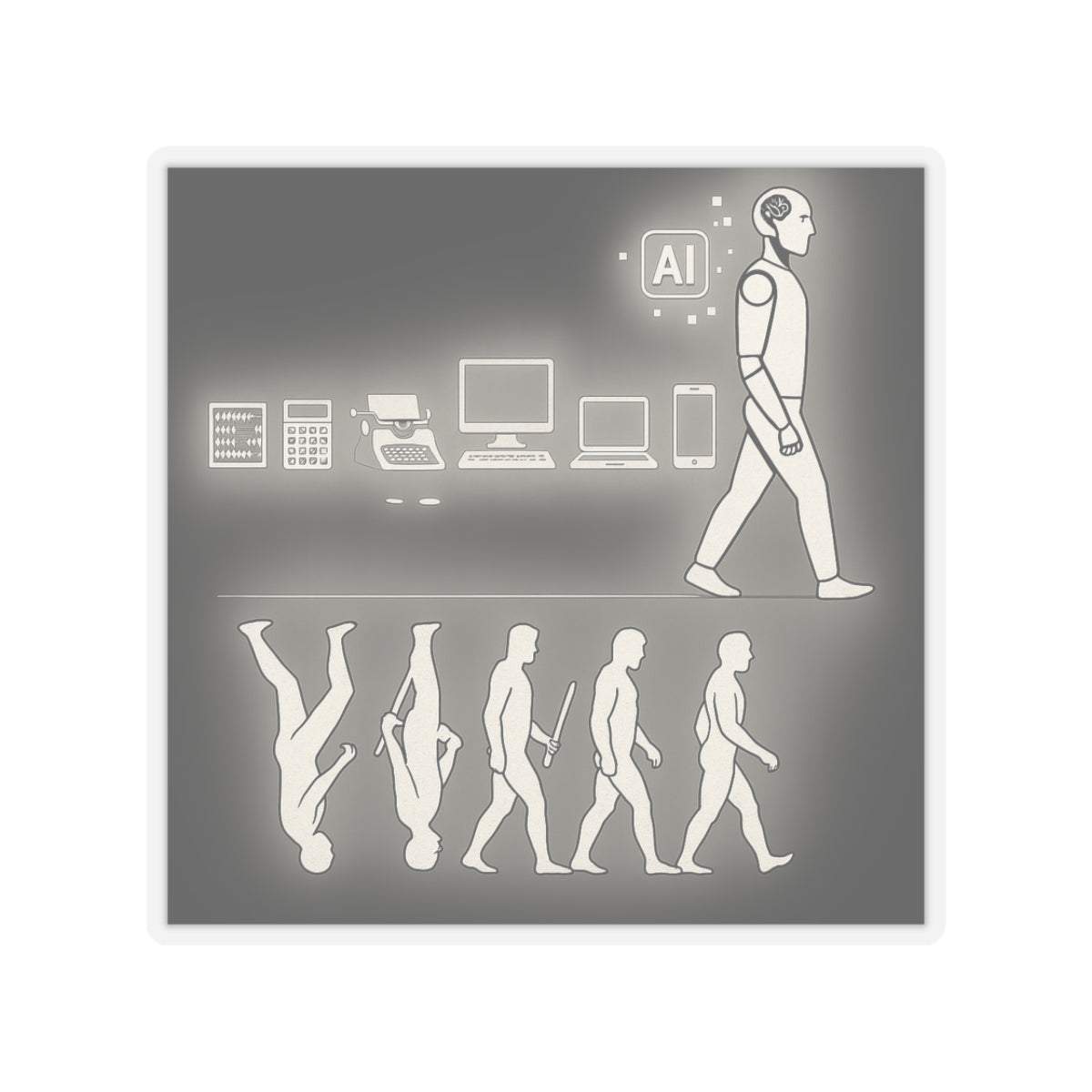 AI Evolution Kiss-Cut Stickers | Tech Lovers, Laptop Decor, Modern Art, Gift for Geeks, Futuristic Vibe - Wayal Store