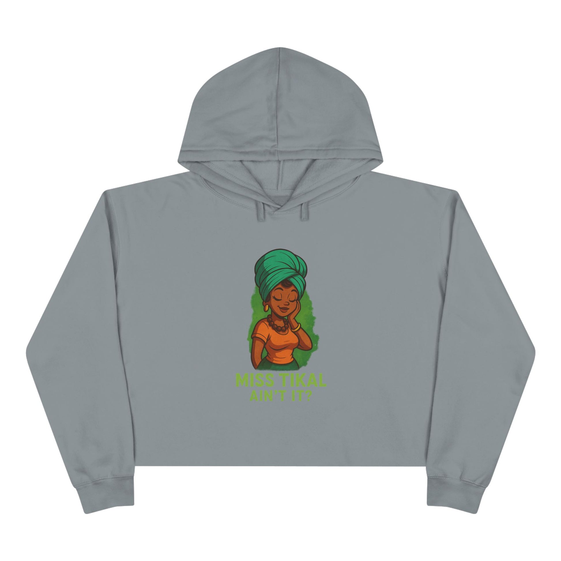 Vibrant Crop Hoodie with Miss Tikal Design, Cozy Streetwear, Perfect for Casual Outings, Gifts for Her, Summer Vibe - Wayal Store