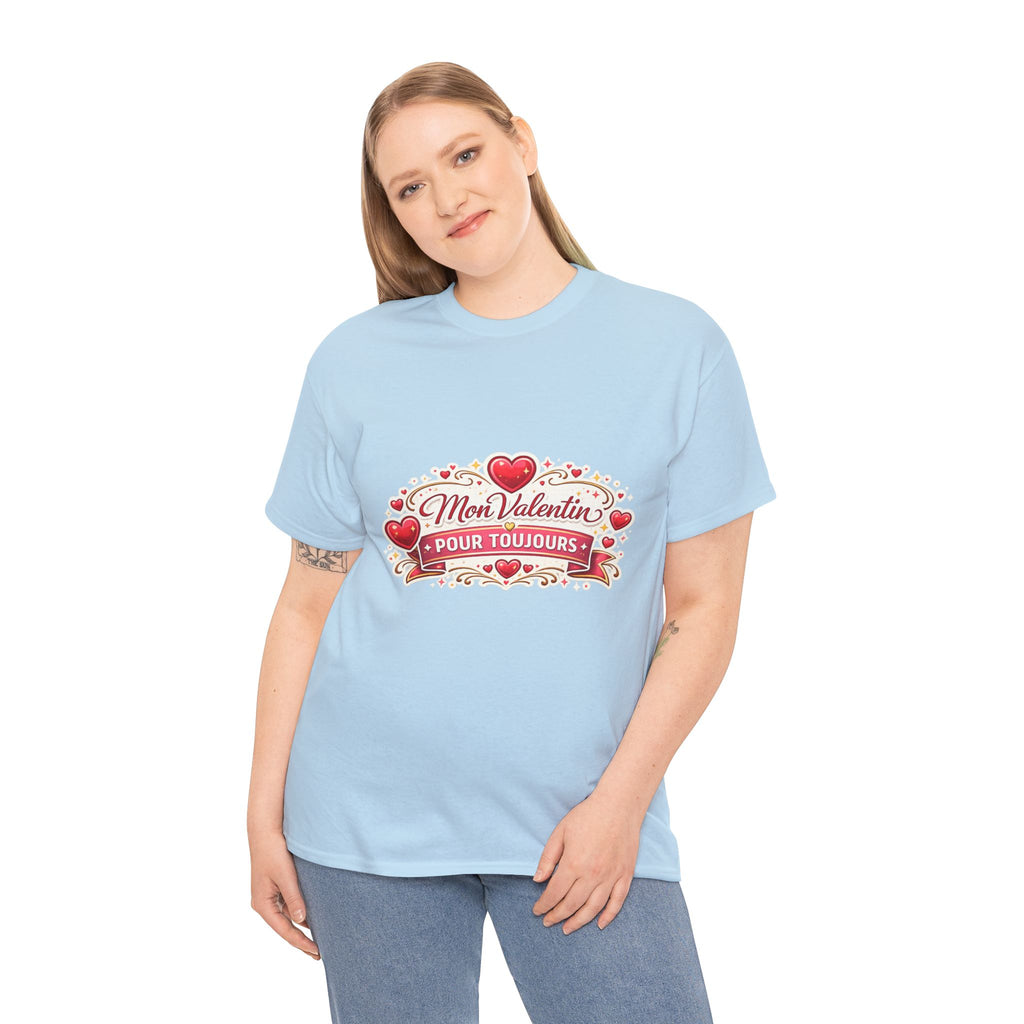 T-Shirt — "Mon Valentin Pour Toujours" Romantic Valentine Hearts Tee - Wayal Store