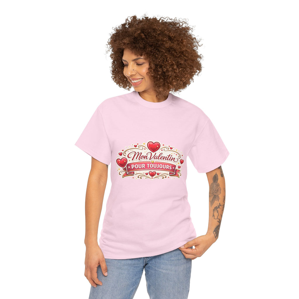 T-Shirt — "Mon Valentin Pour Toujours" Romantic Valentine Hearts Tee - Wayal Store