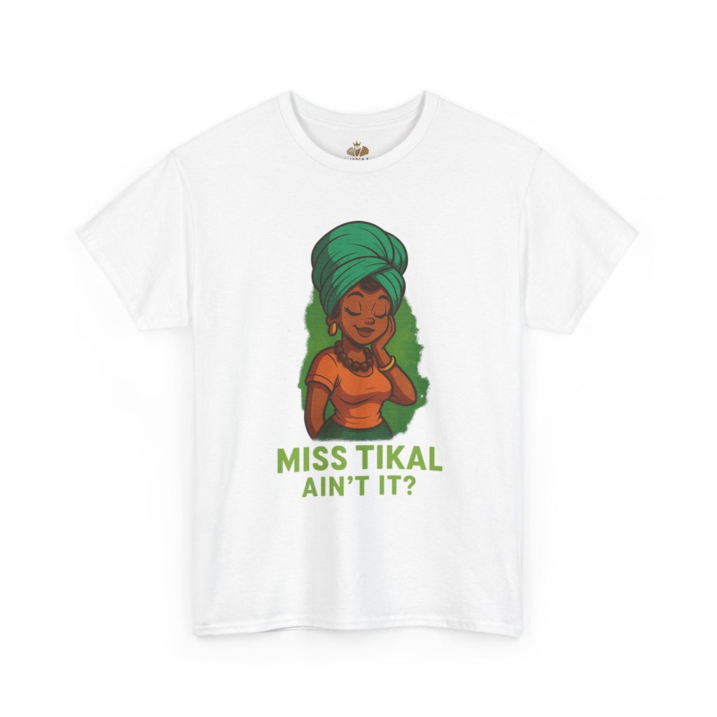 Miss Tikal Unisex Heavy Cotton Tee - Fun Casual Wear, Graphic Tee, Gift for Her, Summer Vibes, Unique T-Shirt - Wayal Store