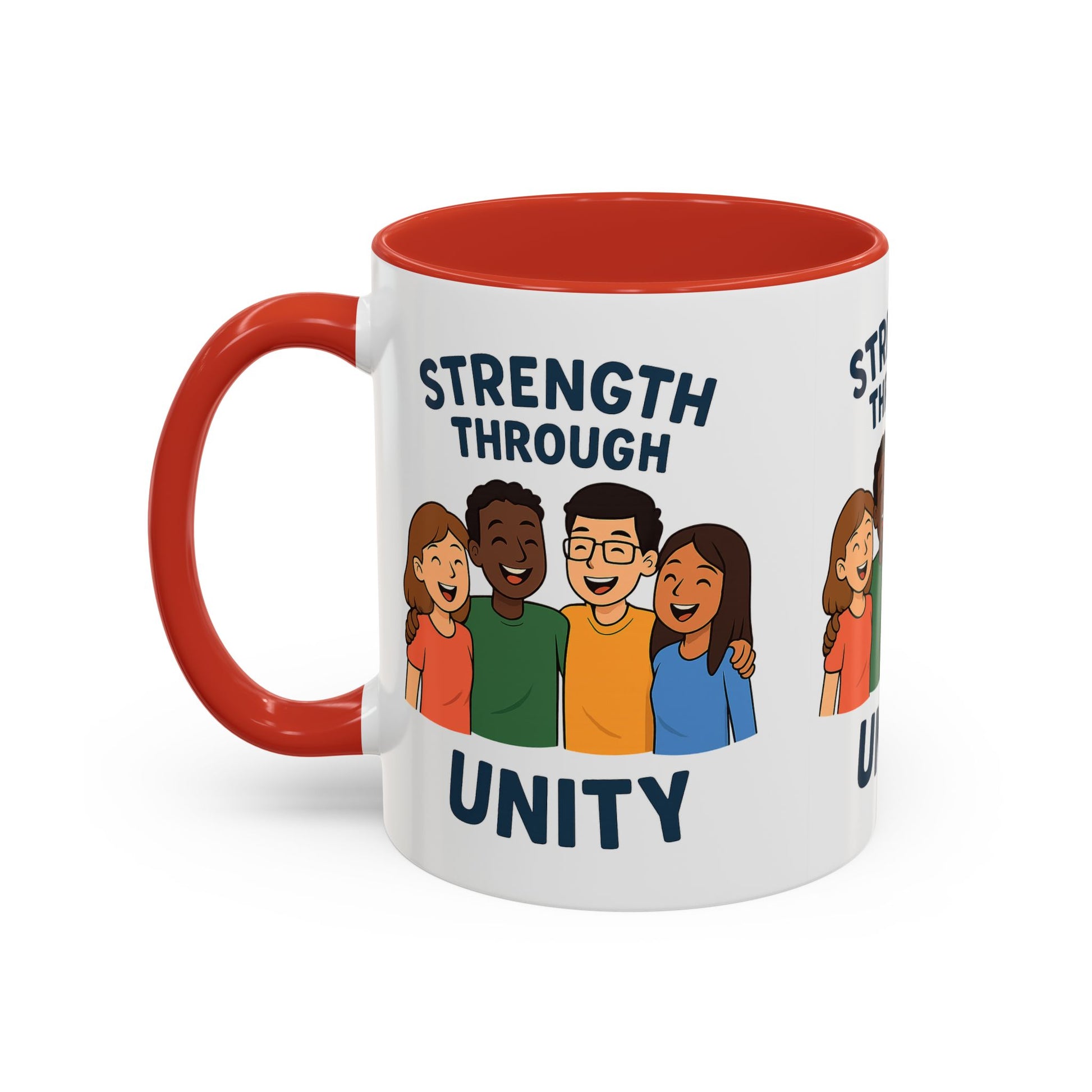 Unity-Themed Accent Coffee Mug, Inspirational Gift, Team Spirit Mug, Friendship Celebration Cup, Multicultural Unity Design - Wayal Store