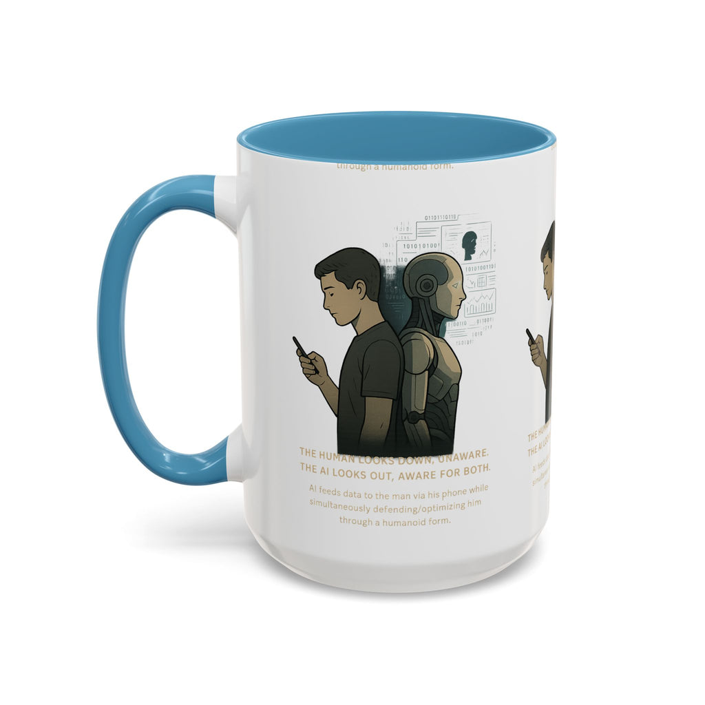 AI Awareness Accent Coffee Mug, Gift for Tech Lovers, Robotics Theme Mug, Futuristic Coffee Cup, Geeky Mug Idea - Wayal Store