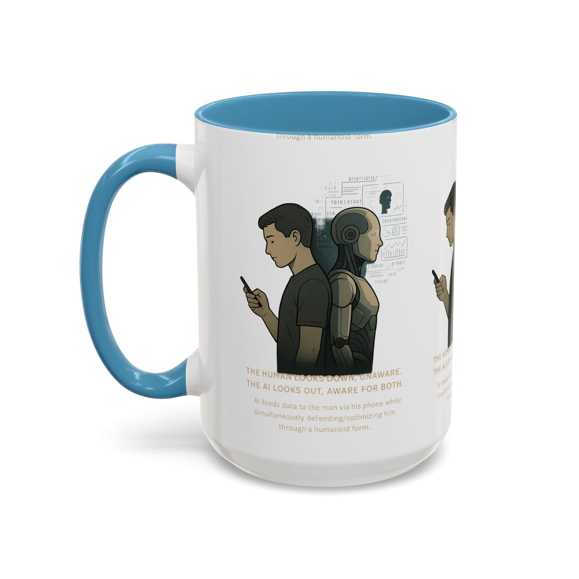 AI Awareness Accent Coffee Mug, Gift for Tech Lovers, Robotics Theme Mug, Futuristic Coffee Cup, Geeky Mug Idea - Wayal Store