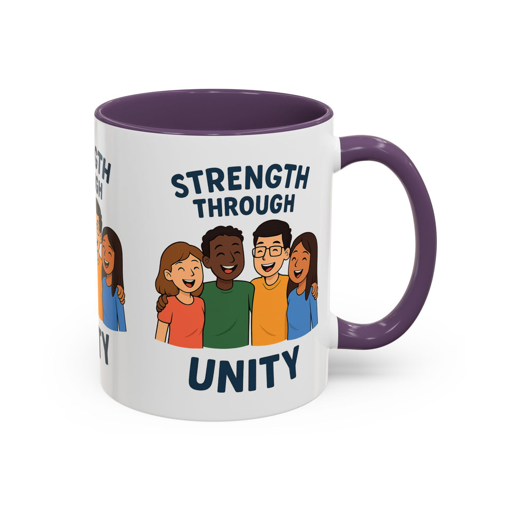 Unity-Themed Accent Coffee Mug, Inspirational Gift, Team Spirit Mug, Friendship Celebration Cup, Multicultural Unity Design - Wayal Store