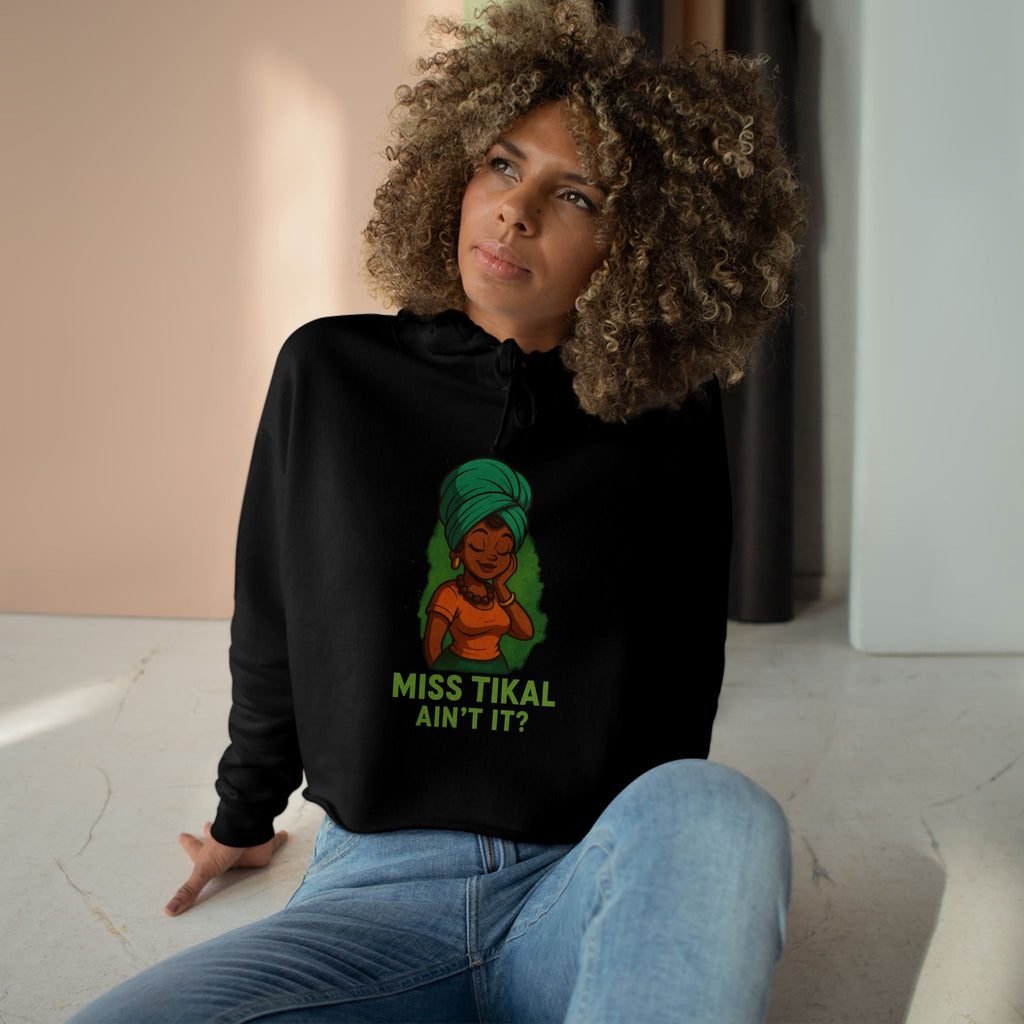 Vibrant Crop Hoodie with Miss Tikal Design, Cozy Streetwear, Perfect for Casual Outings, Gifts for Her, Summer Vibe - Wayal Store