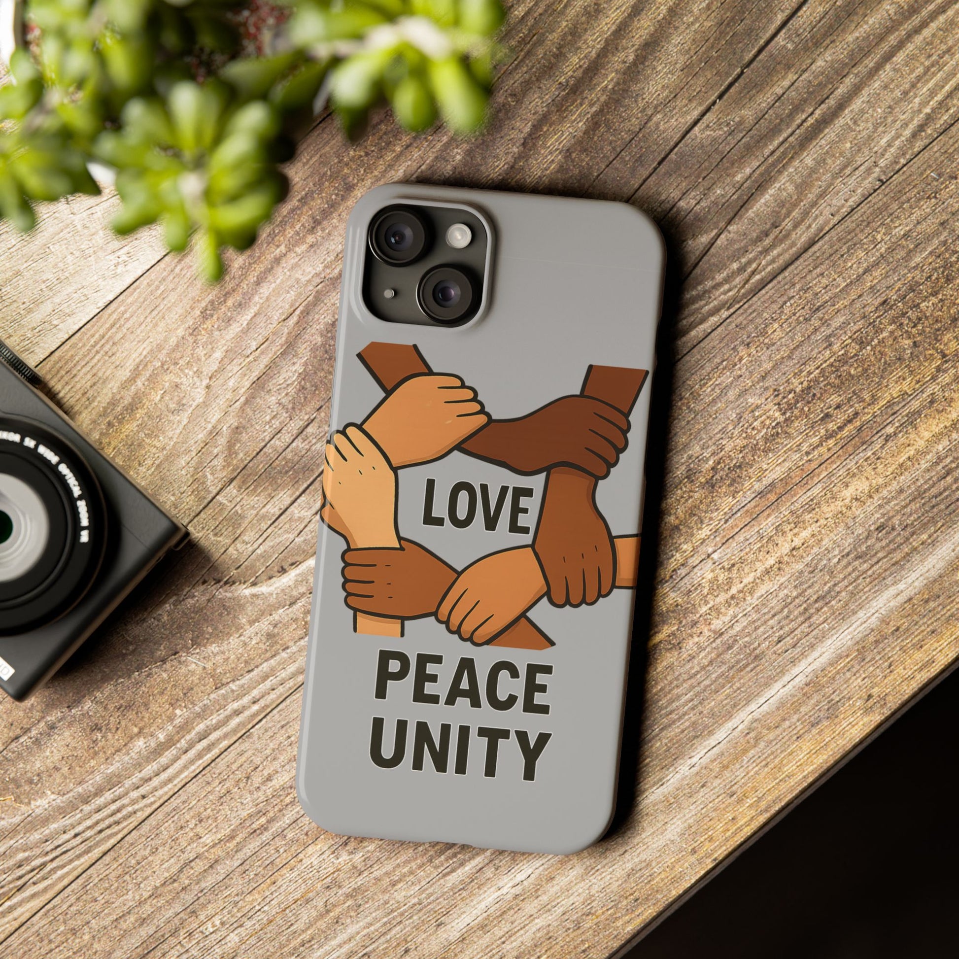 Unity Theme Slim Phone Cases - Love Peace Unity, Gift for Activists, Phone Accessories for Peace Lovers, Unique Phone Covers - Wayal Store