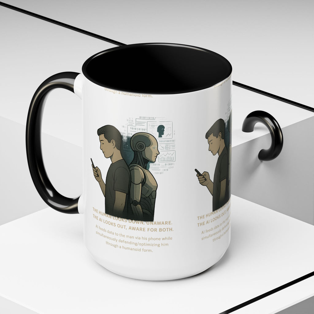 AI Awareness Accent Coffee Mug, Gift for Tech Lovers, Robotics Theme Mug, Futuristic Coffee Cup, Geeky Mug Idea - Wayal Store
