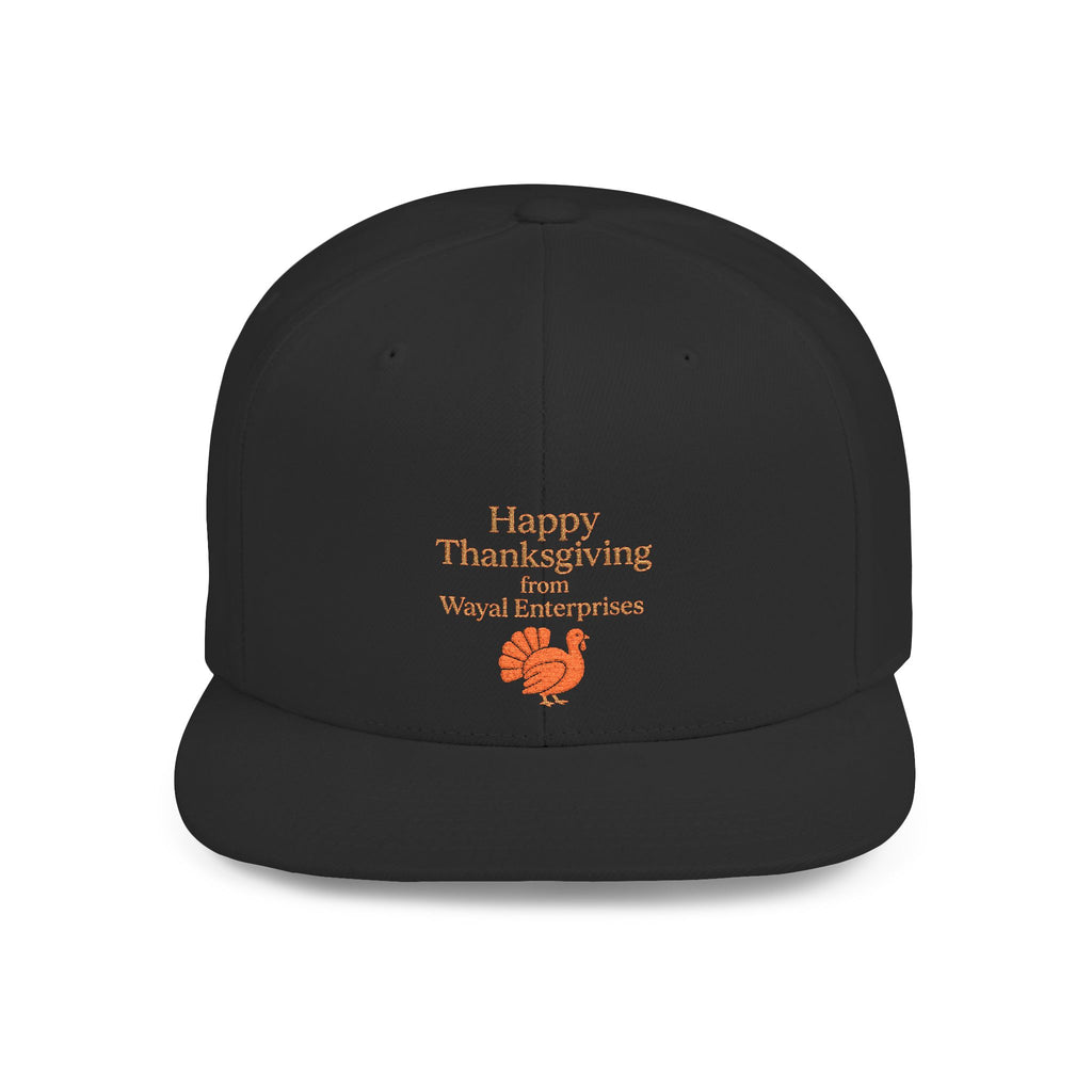 Thanksgiving Flat Bill Snapback Hat - Happy Thanksgiving Design