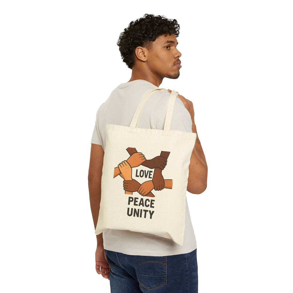 Unity Message Cotton Tote Bag, Eco-Friendly Grocery Bag, Stronger Together Shopping Tote, Versatile Everyday Carryall, Peace Loving [...] - Wayal Store
