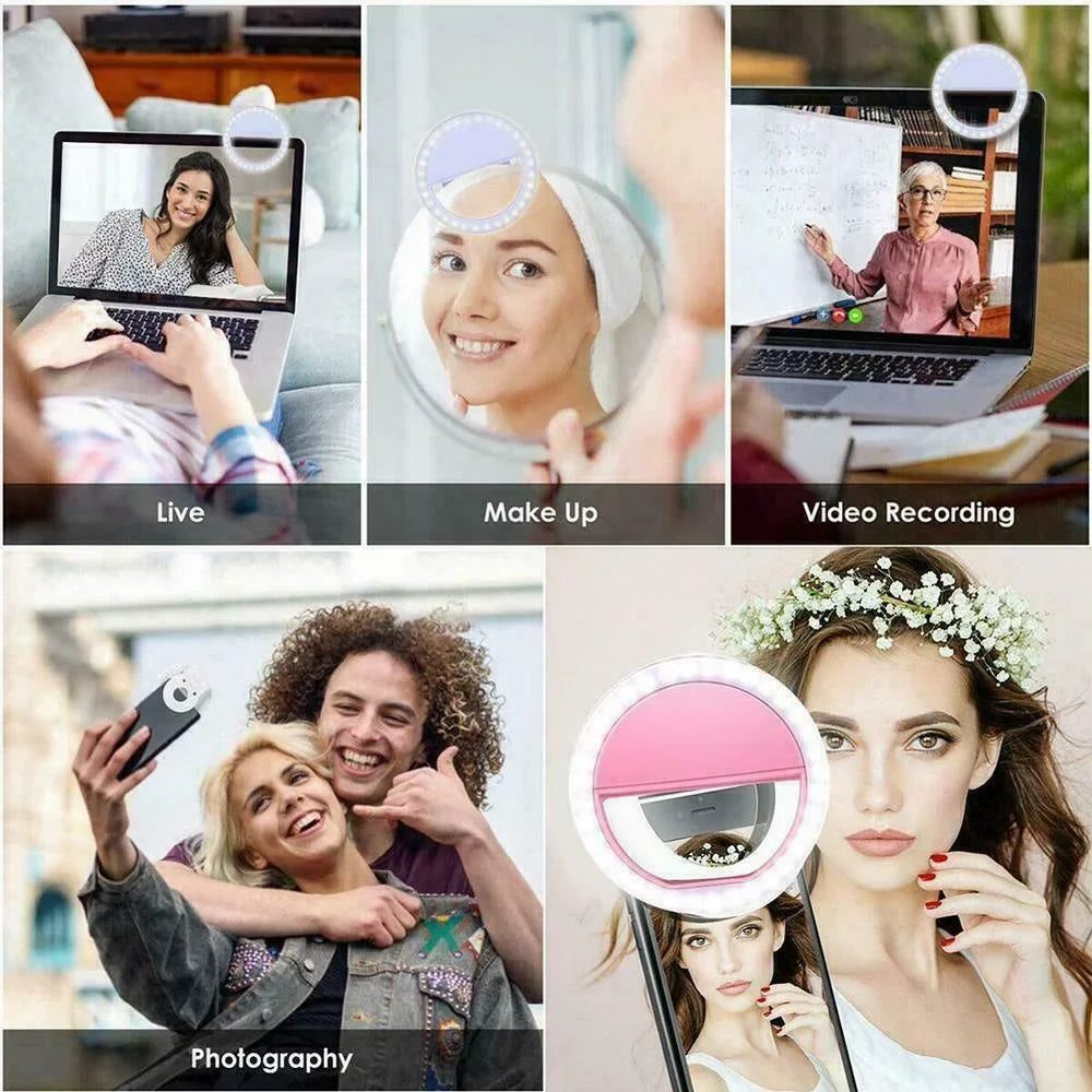 USB Charge Led Selfie Ring Light Mobile Phone Lens LED Selfie Lamp Ring for iPhone Samsung Xiaomi Huawei Phone Selfie Light - Wayal Store