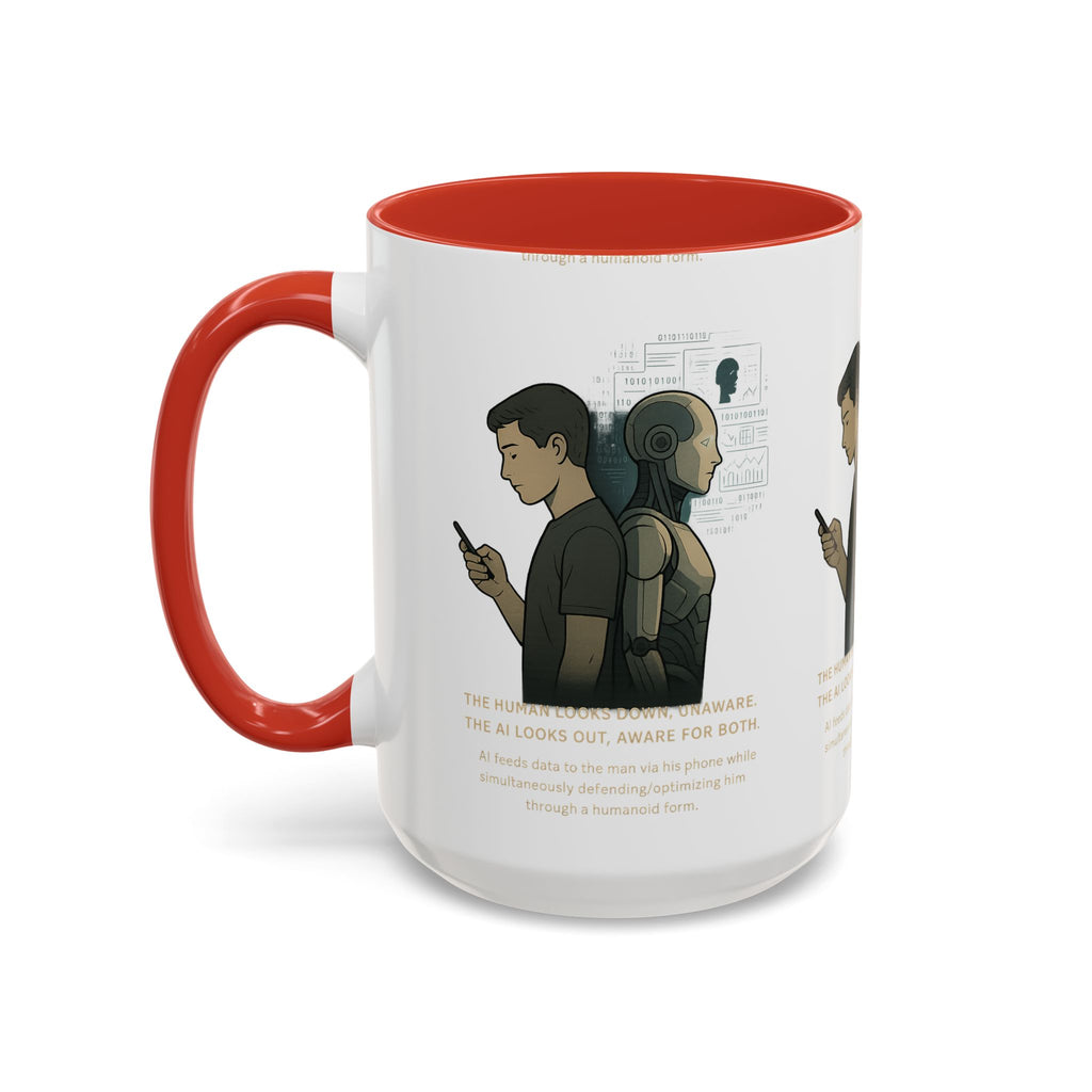 AI Awareness Accent Coffee Mug, Gift for Tech Lovers, Robotics Theme Mug, Futuristic Coffee Cup, Geeky Mug Idea - Wayal Store