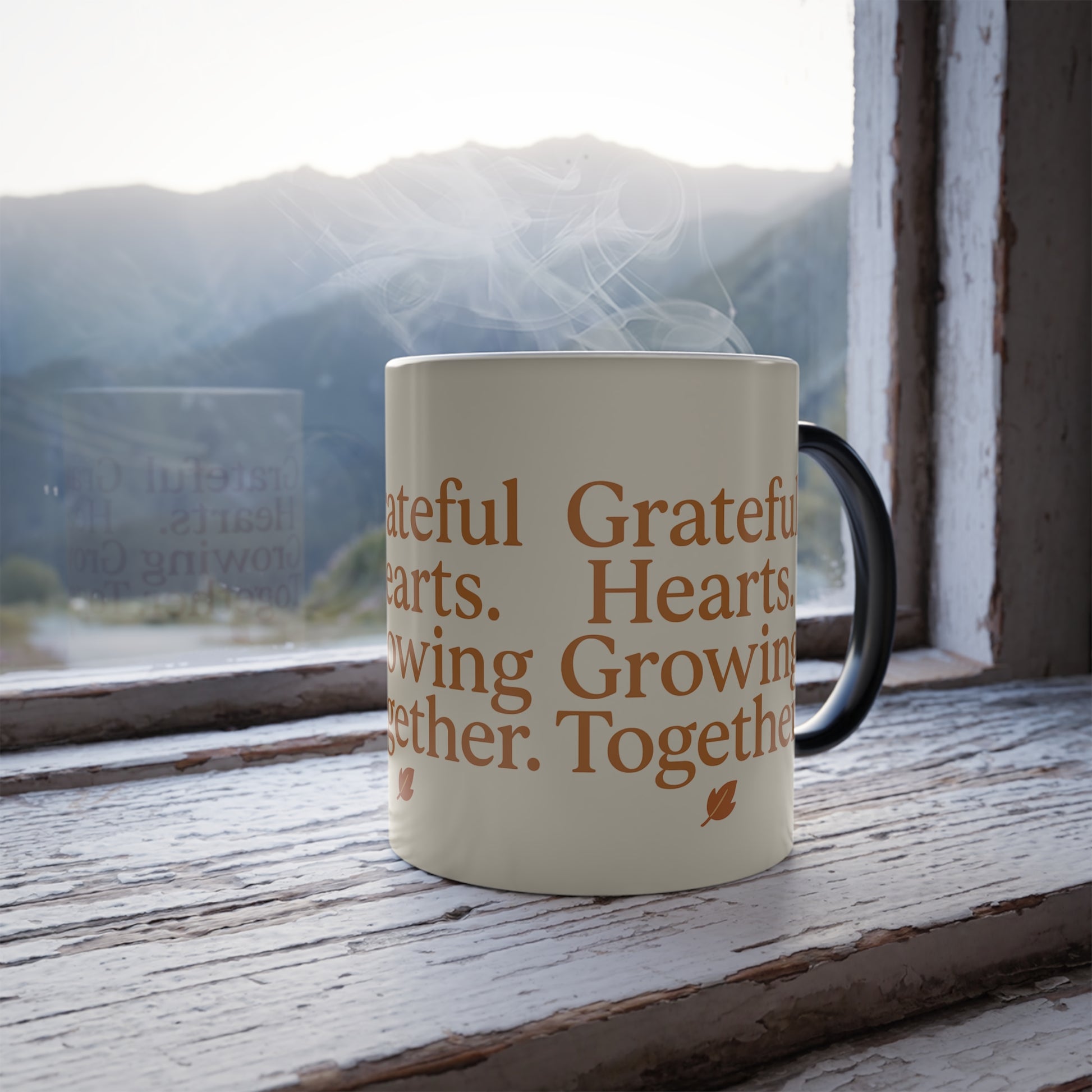 Grateful Hearts Color Changing Mug - 11oz Inspirational Coffee Cup