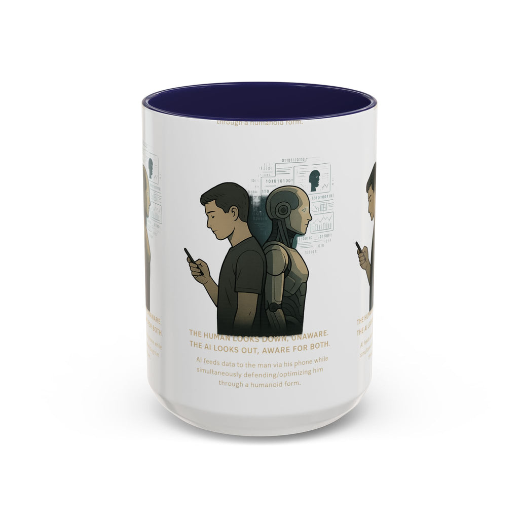 AI Awareness Accent Coffee Mug, Gift for Tech Lovers, Robotics Theme Mug, Futuristic Coffee Cup, Geeky Mug Idea - Wayal Store