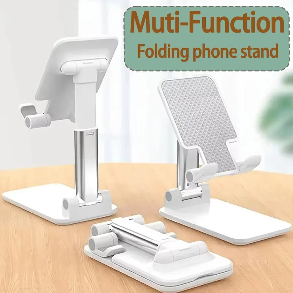 Folding Phone Holder Tablet Lazy Bracket Height Adjustable Desktop Live Streaming Stand for iPhone 12-16 Pro Max Samsung Xiaomi