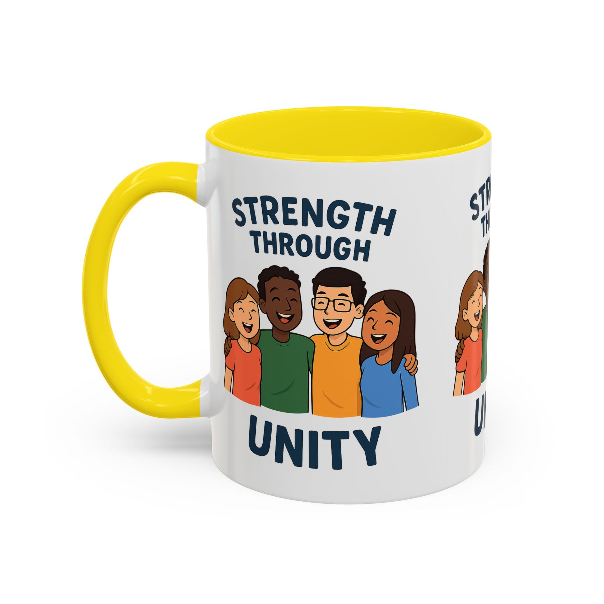 Unity-Themed Accent Coffee Mug, Inspirational Gift, Team Spirit Mug, Friendship Celebration Cup, Multicultural Unity Design - Wayal Store