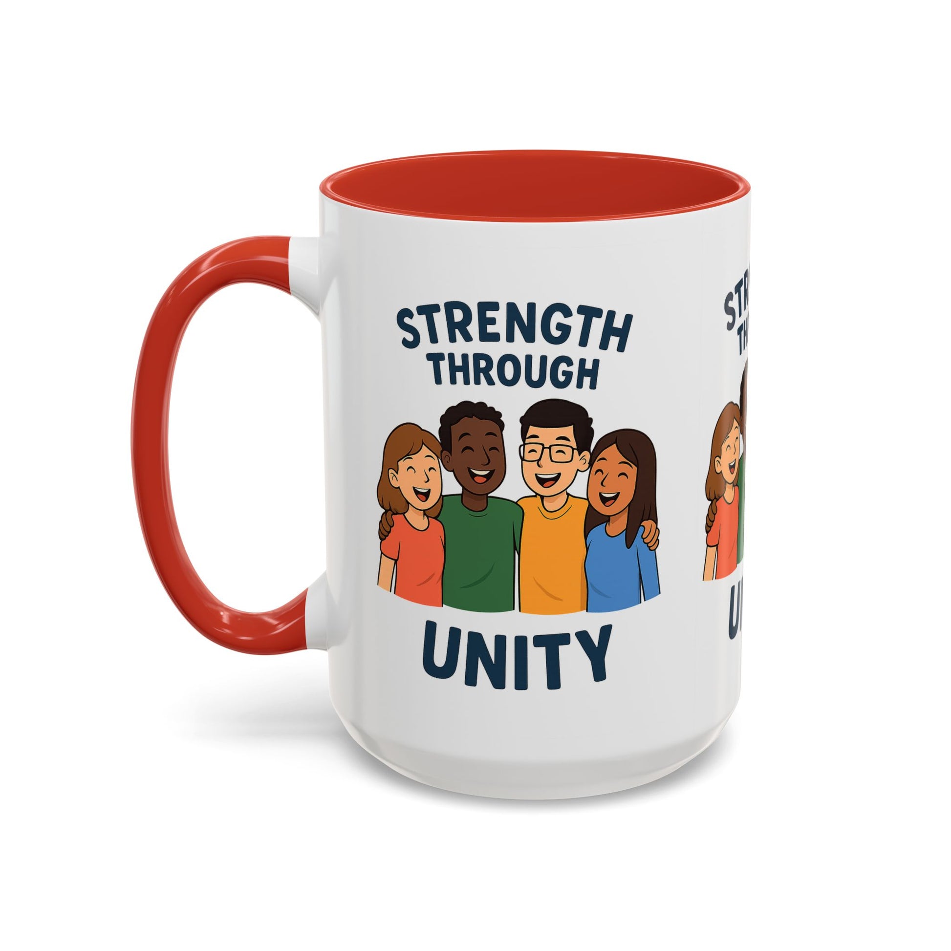 Unity-Themed Accent Coffee Mug, Inspirational Gift, Team Spirit Mug, Friendship Celebration Cup, Multicultural Unity Design - Wayal Store