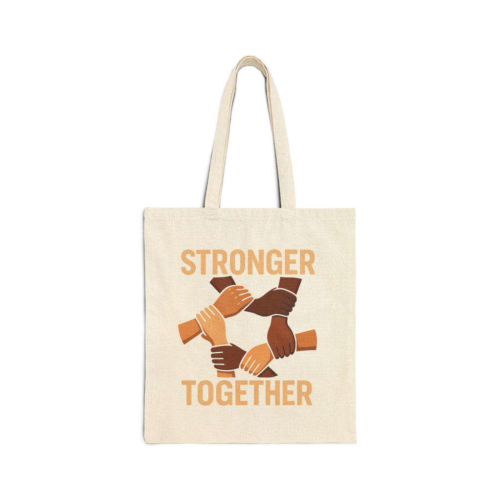 Unity Message Cotton Tote Bag, Eco-Friendly Grocery Bag, Stronger Together Shopping Tote, Versatile Everyday Carryall, Peace Loving [...] - Wayal Store