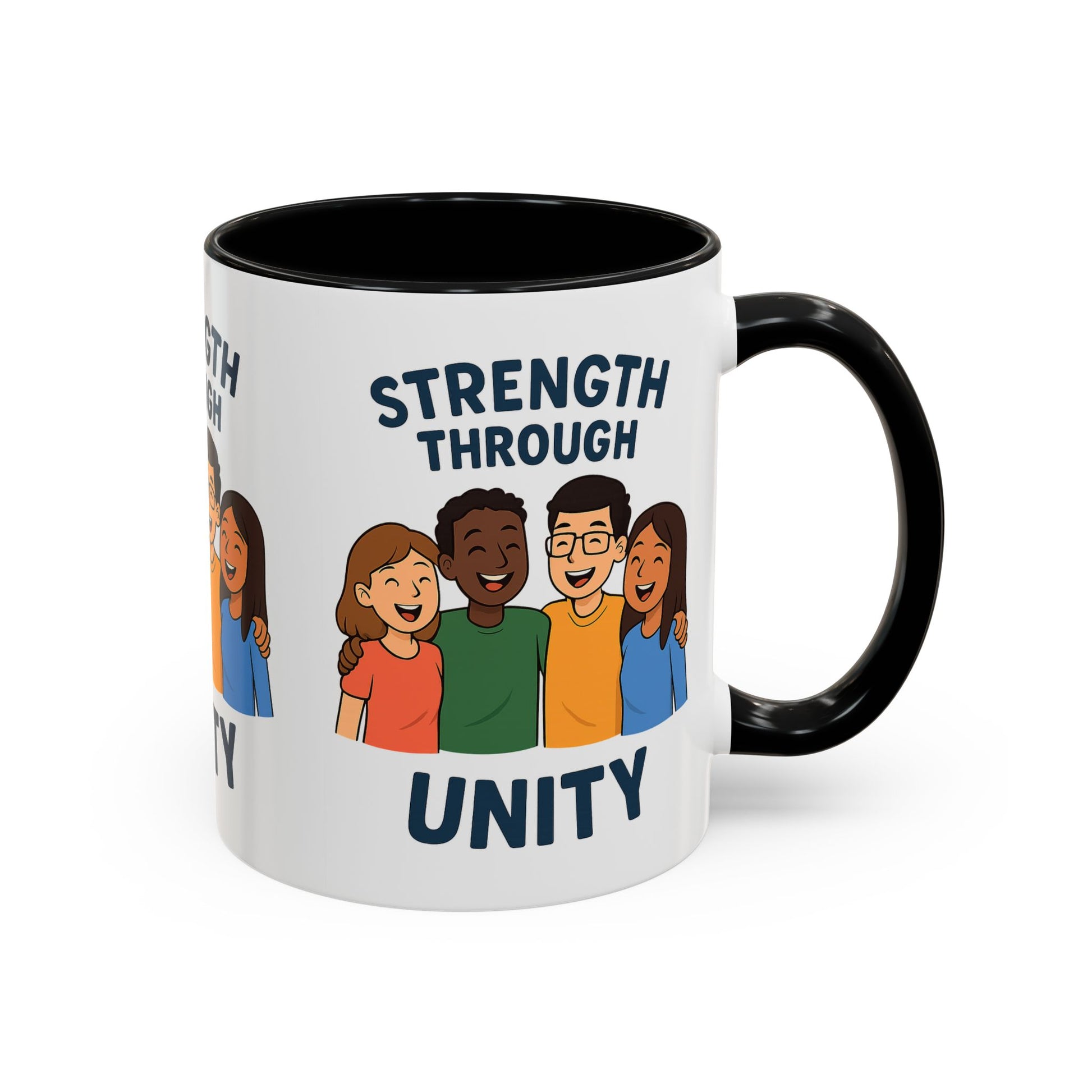 Unity-Themed Accent Coffee Mug, Inspirational Gift, Team Spirit Mug, Friendship Celebration Cup, Multicultural Unity Design - Wayal Store