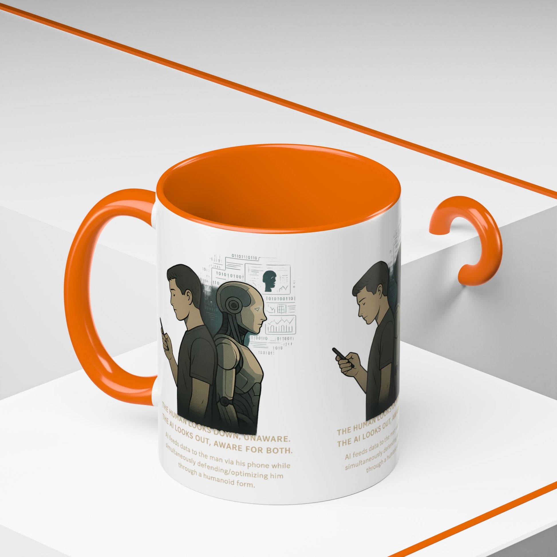 AI Awareness Accent Coffee Mug, Gift for Tech Lovers, Robotics Theme Mug, Futuristic Coffee Cup, Geeky Mug Idea - Wayal Store