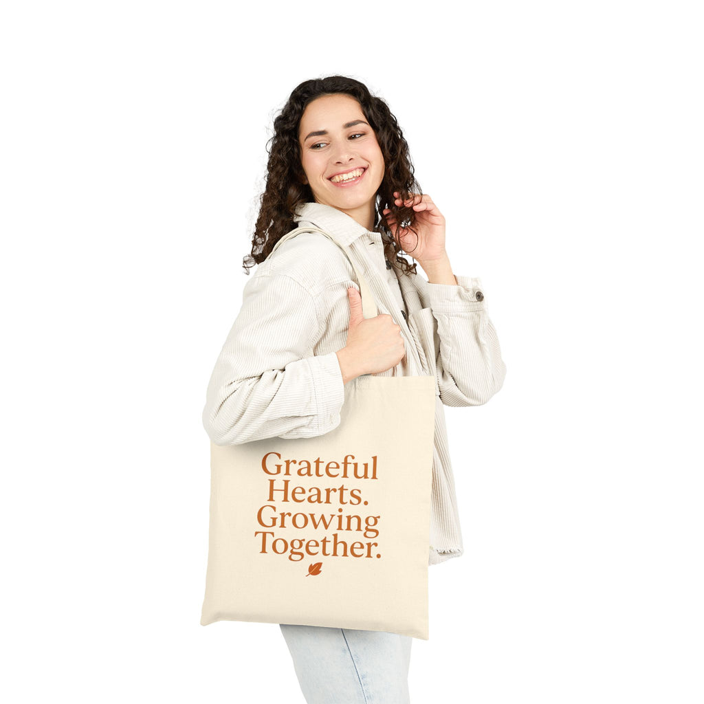 Thanksgiving Tote Bag - Grateful Hearts & Happy Thanksgiving Design