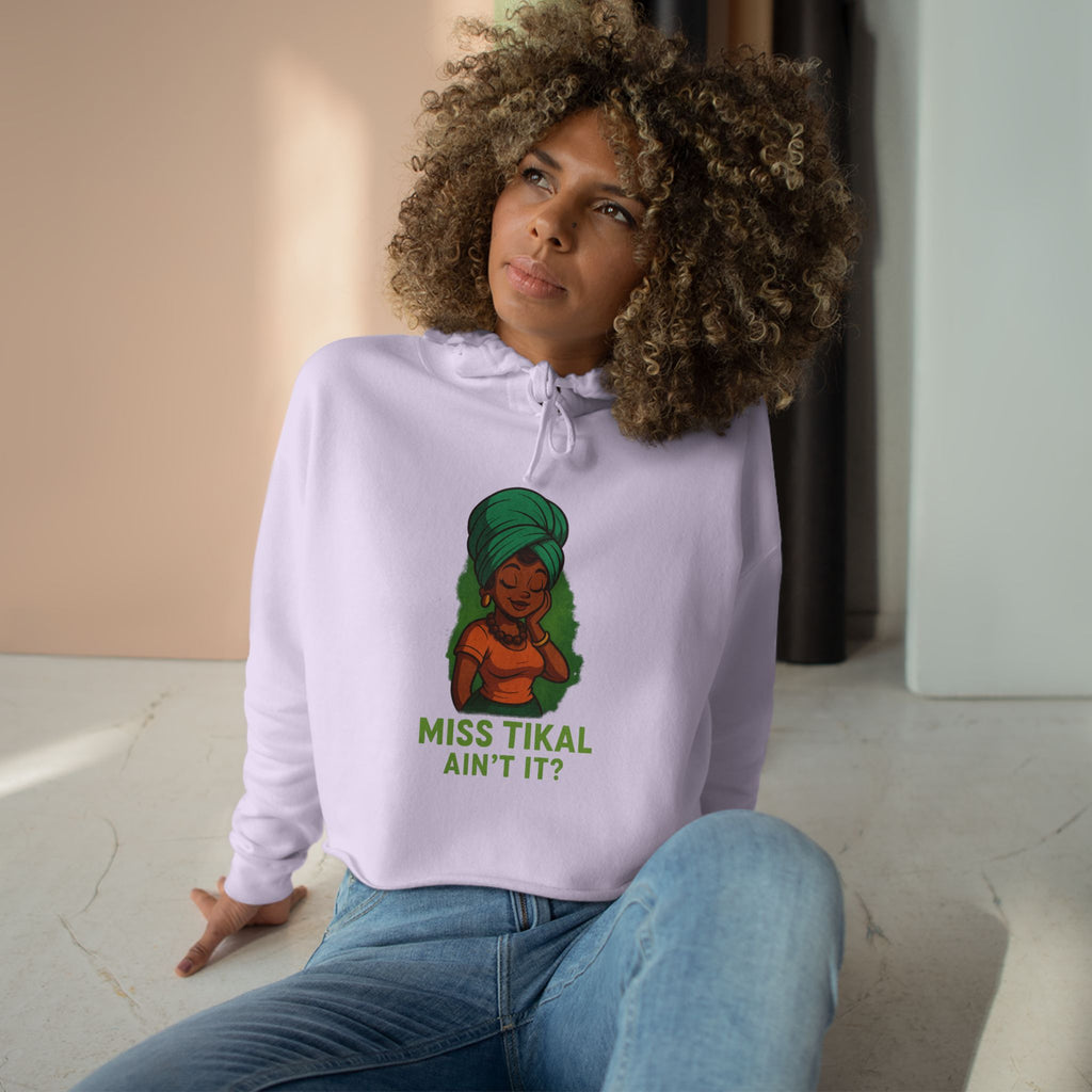 Vibrant Crop Hoodie with Miss Tikal Design, Cozy Streetwear, Perfect for Casual Outings, Gifts for Her, Summer Vibe - Wayal Store