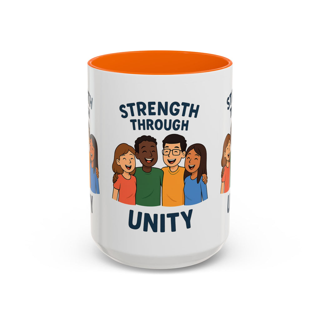 Unity-Themed Accent Coffee Mug, Inspirational Gift, Team Spirit Mug, Friendship Celebration Cup, Multicultural Unity Design - Wayal Store