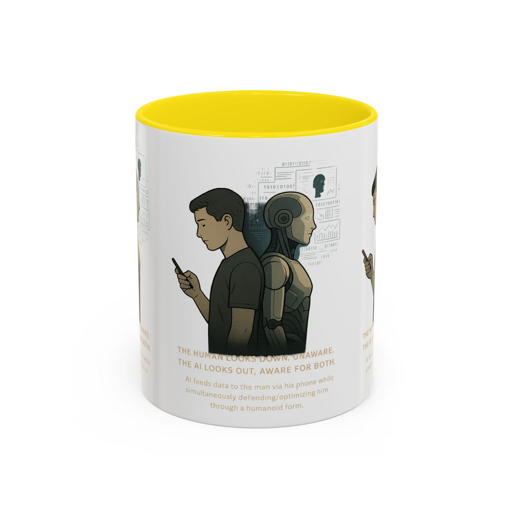 AI Awareness Accent Coffee Mug, Gift for Tech Lovers, Robotics Theme Mug, Futuristic Coffee Cup, Geeky Mug Idea - Wayal Store