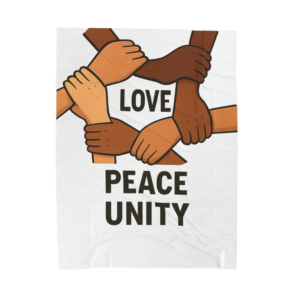 Unity and Love Velveteen Plush Blanket, Cozy Home Decor, Gift for Peace Lovers, Perfect for Winter, Soft Throw Blanket - Wayal Store