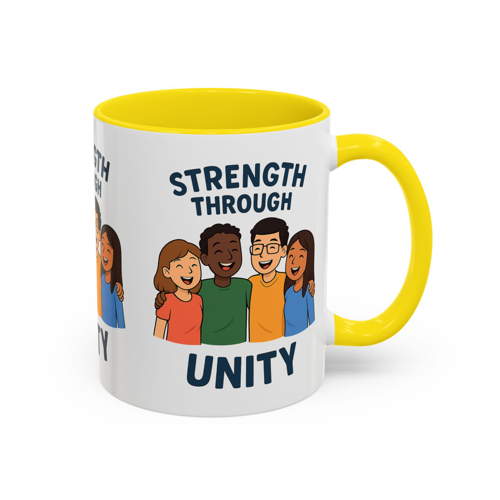 Unity-Themed Accent Coffee Mug, Inspirational Gift, Team Spirit Mug, Friendship Celebration Cup, Multicultural Unity Design - Wayal Store