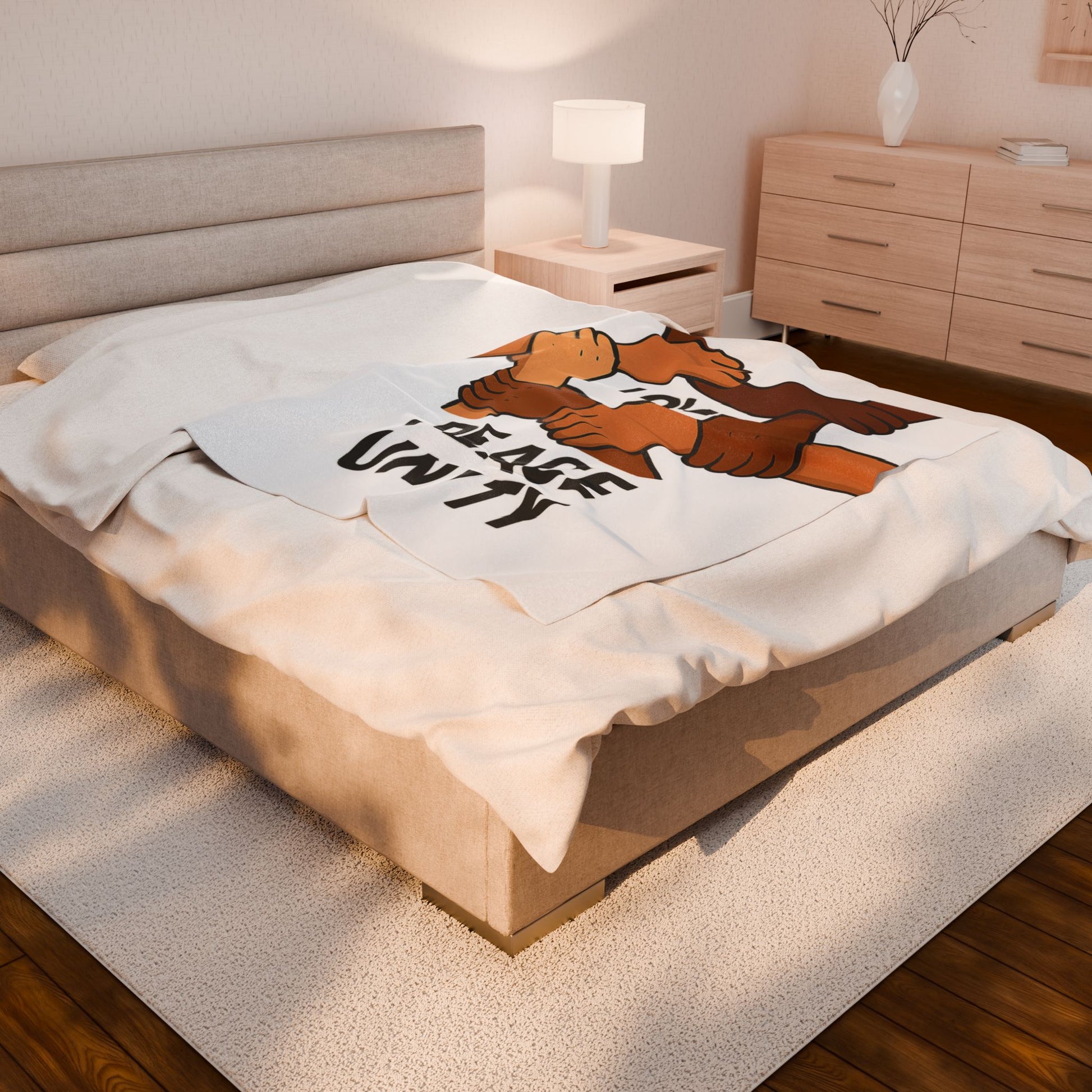 Unity and Love Velveteen Plush Blanket, Cozy Home Decor, Gift for Peace Lovers, Perfect for Winter, Soft Throw Blanket - Wayal Store