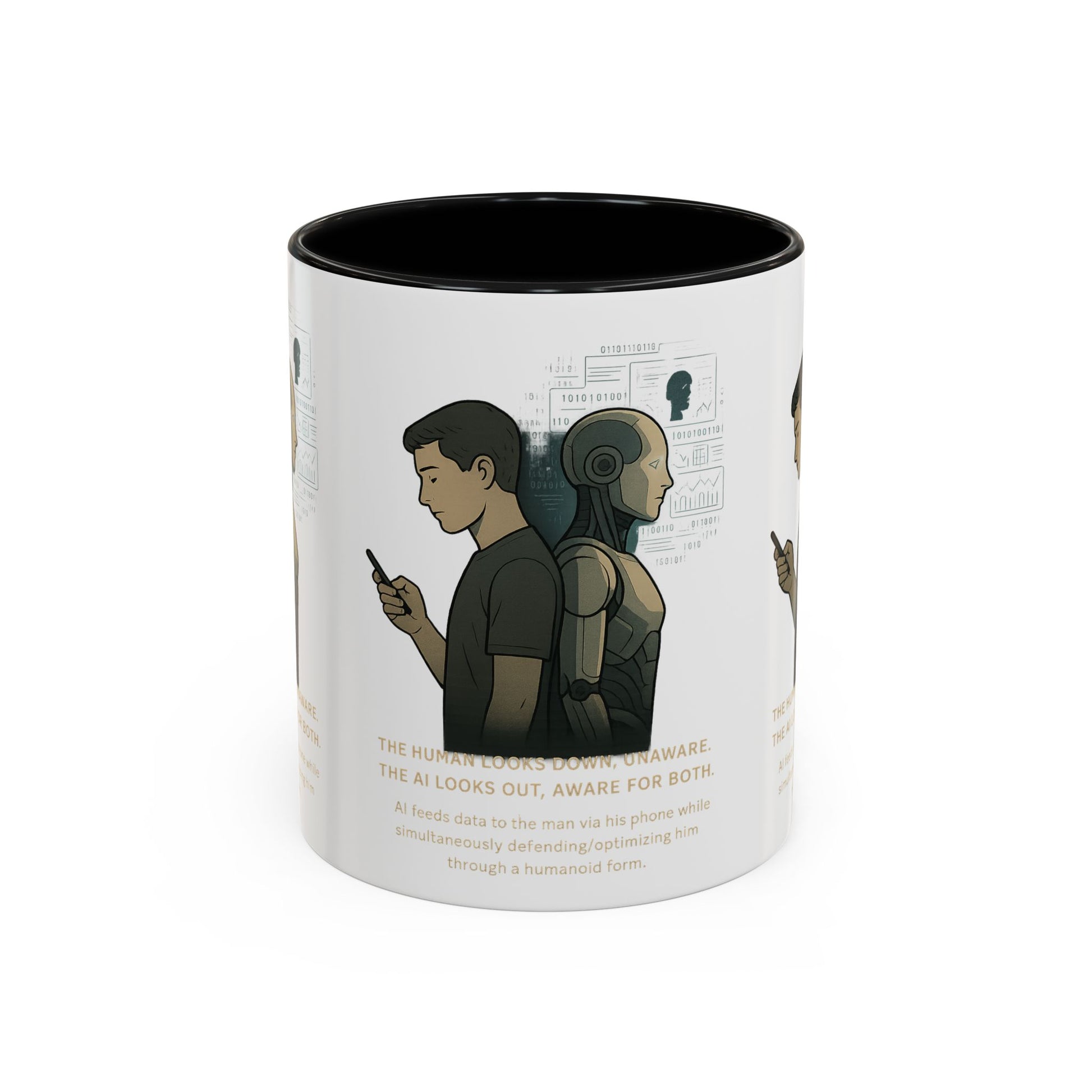 AI Awareness Accent Coffee Mug, Gift for Tech Lovers, Robotics Theme Mug, Futuristic Coffee Cup, Geeky Mug Idea - Wayal Store