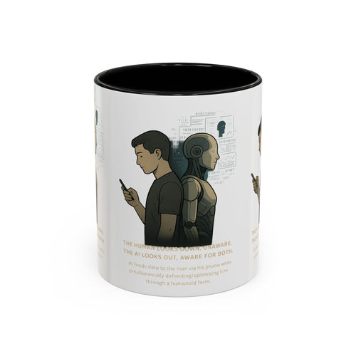 AI Awareness Accent Coffee Mug, Gift for Tech Lovers, Robotics Theme Mug, Futuristic Coffee Cup, Geeky Mug Idea - Wayal Store