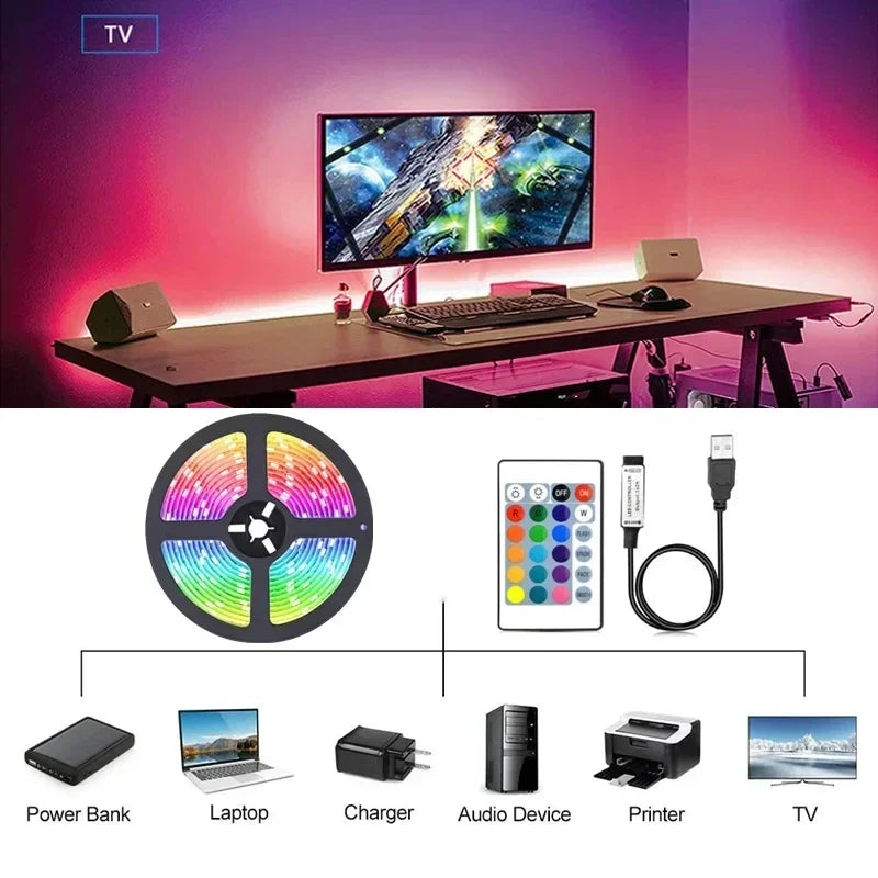 USB LED Strip Lights APP Control Color Changing 5050 RGB Led Light Flexible Lamp Tape for Room Decoration TV Backlight Diode - Wayal Store