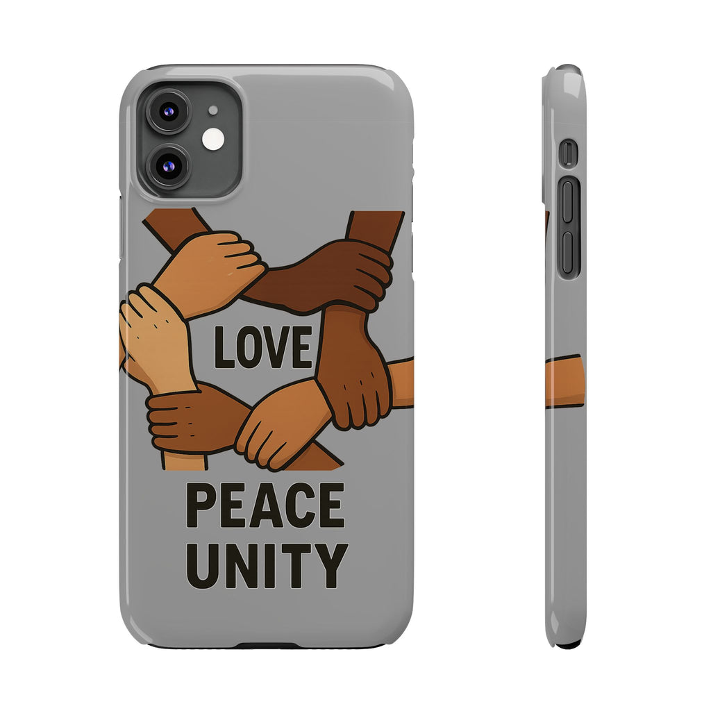 Unity Theme Slim Phone Cases - Love Peace Unity, Gift for Activists, Phone Accessories for Peace Lovers, Unique Phone Covers - Wayal Store