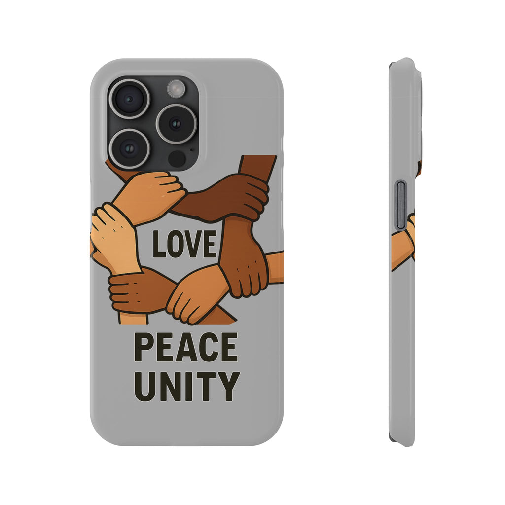 Unity Theme Slim Phone Cases - Love Peace Unity, Gift for Activists, Phone Accessories for Peace Lovers, Unique Phone Covers - Wayal Store