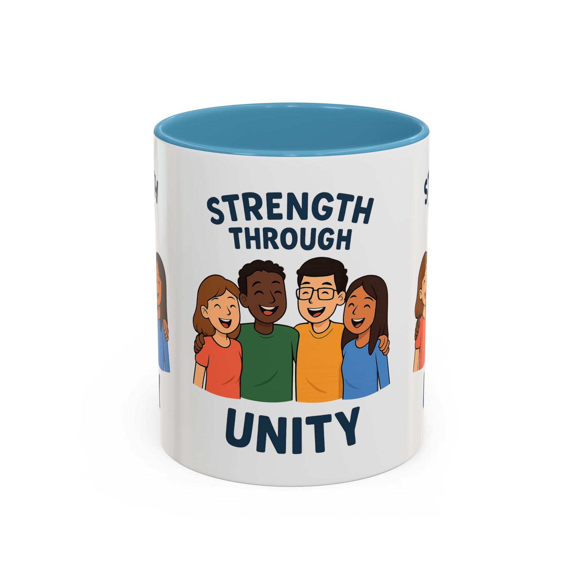Unity-Themed Accent Coffee Mug, Inspirational Gift, Team Spirit Mug, Friendship Celebration Cup, Multicultural Unity Design - Wayal Store