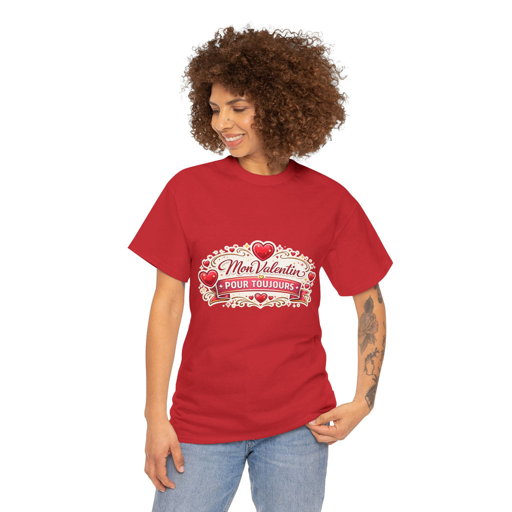 T-Shirt — "Mon Valentin Pour Toujours" Romantic Valentine Hearts Tee - Wayal Store
