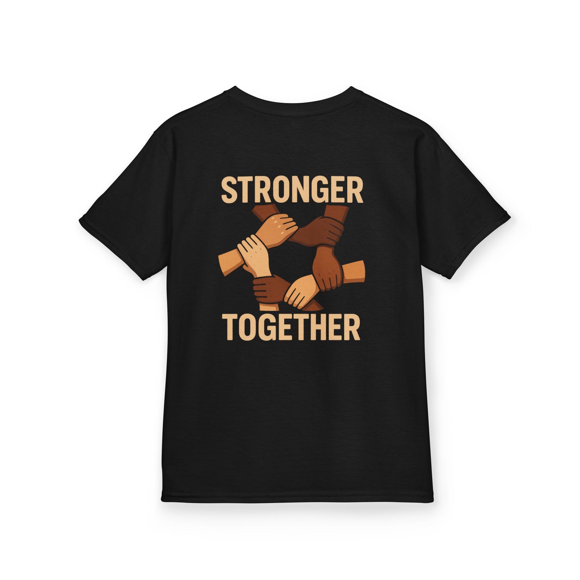 Kids T-Shirt Back | Stronger Together | Diversity, Unity, Friendship, Empowerment, Team Spirit - Wayal Store