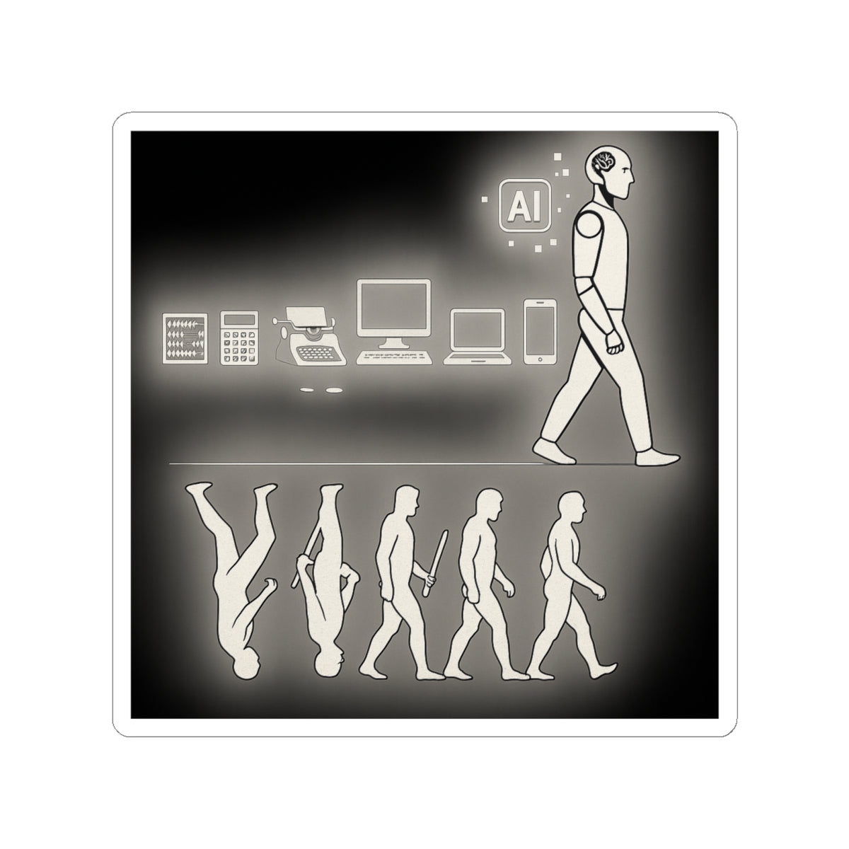 AI Evolution Kiss-Cut Stickers | Tech Lovers, Laptop Decor, Modern Art, Gift for Geeks, Futuristic Vibe - Wayal Store