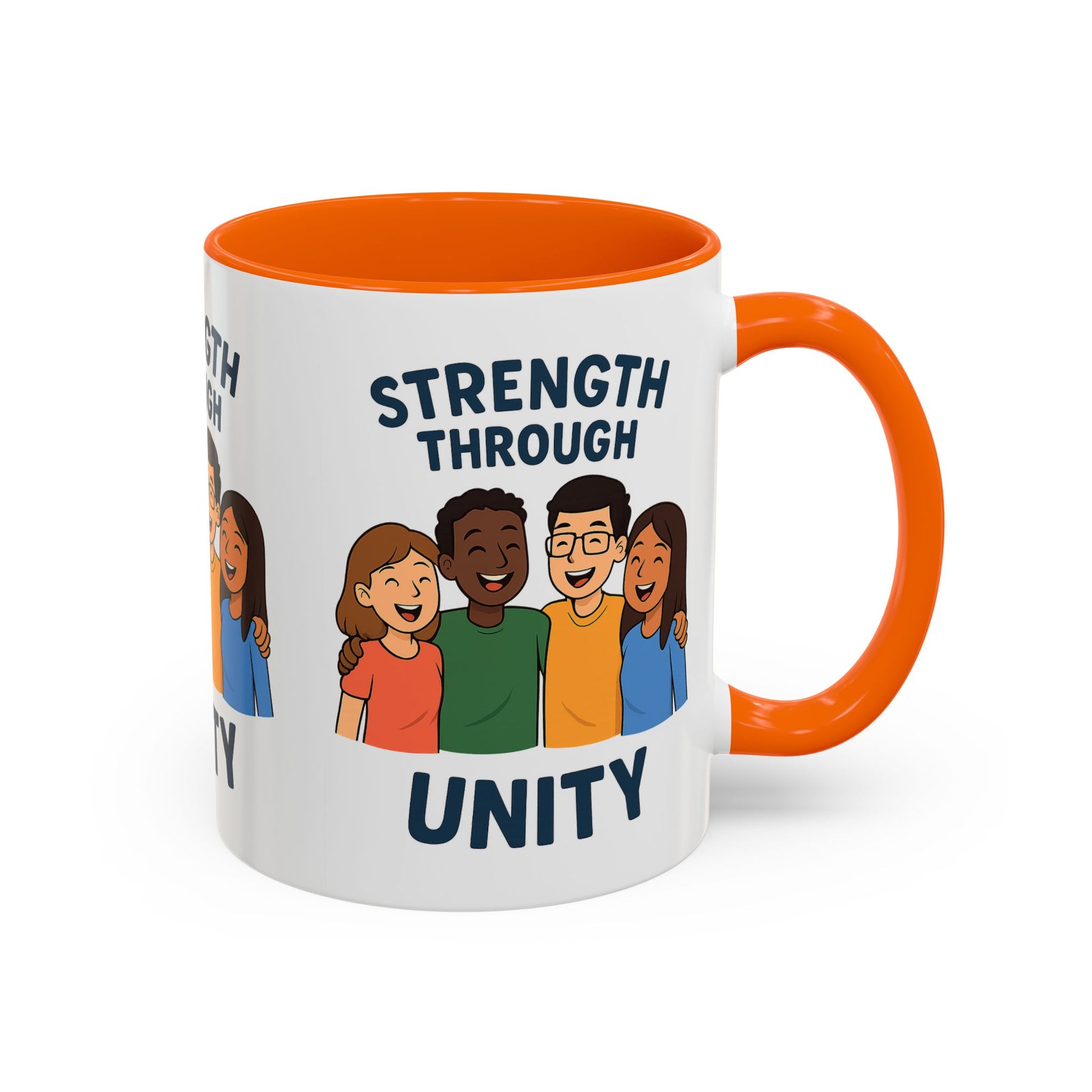 Unity-Themed Accent Coffee Mug, Inspirational Gift, Team Spirit Mug, Friendship Celebration Cup, Multicultural Unity Design - Wayal Store