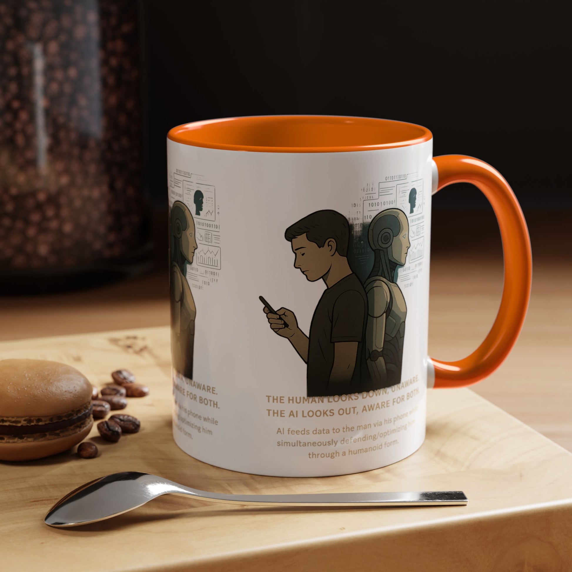 AI Awareness Accent Coffee Mug, Gift for Tech Lovers, Robotics Theme Mug, Futuristic Coffee Cup, Geeky Mug Idea - Wayal Store