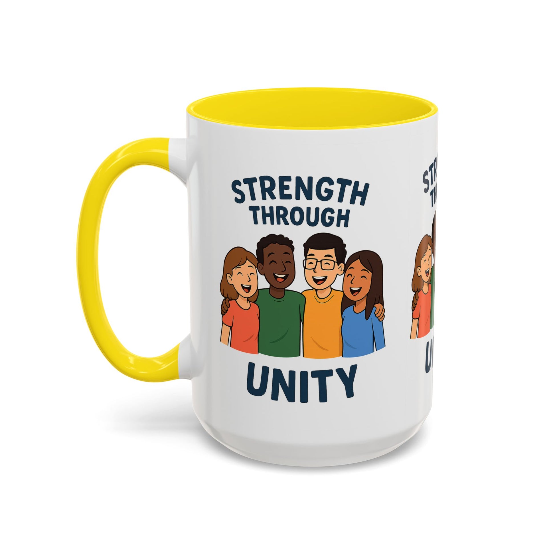 Unity-Themed Accent Coffee Mug, Inspirational Gift, Team Spirit Mug, Friendship Celebration Cup, Multicultural Unity Design - Wayal Store