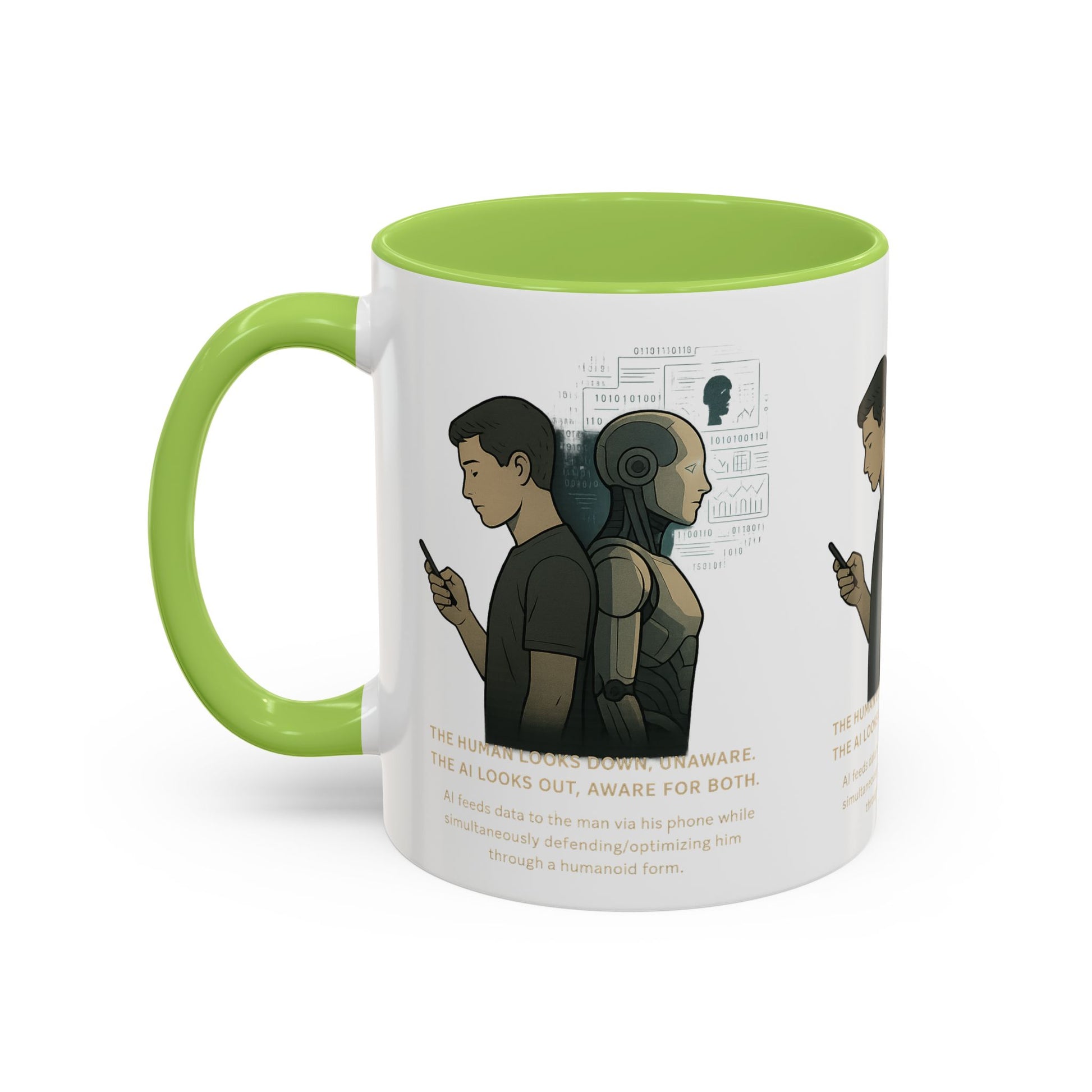 AI Awareness Accent Coffee Mug, Gift for Tech Lovers, Robotics Theme Mug, Futuristic Coffee Cup, Geeky Mug Idea - Wayal Store