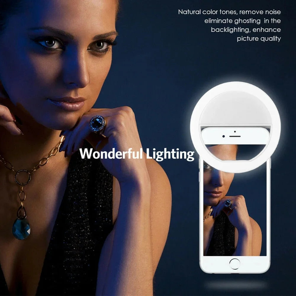 USB Charge Led Selfie Ring Light Mobile Phone Lens Lamp Adjustable Live Brightness Portable Rechargeable Selfie Fill Ring Light - Wayal Store